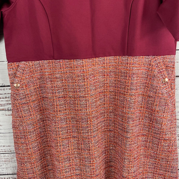 NWT Isaac Mizrahi Women's Plus 1X Elbow Sleeve Knee Length Dress Red - Picture 3 of 7